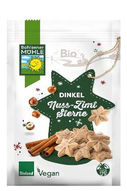 Produktfoto zu Dinkel Nuss Zimt Sterne 125g