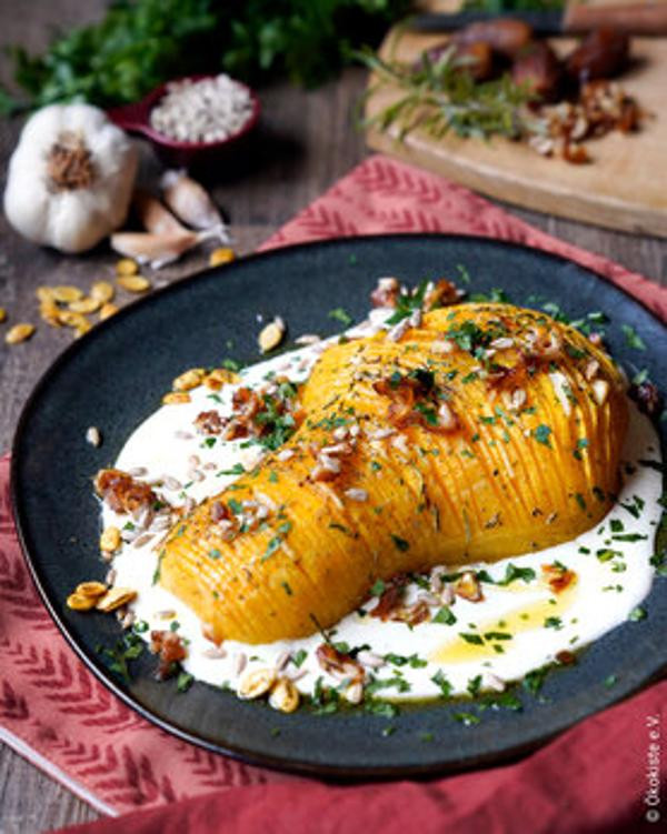 Produktfoto zu Fächer-Butternut auf Ziegenkäse