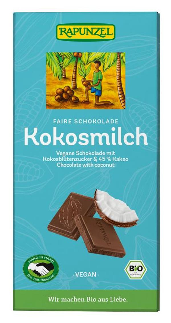 Produktfoto zu Schokolade Kokosmilch 80g Rapunzel Hand in Hand